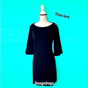 TRINA TURK NWT BLACK SHIFT DRESS OPEN SLEEVES SIZE 8